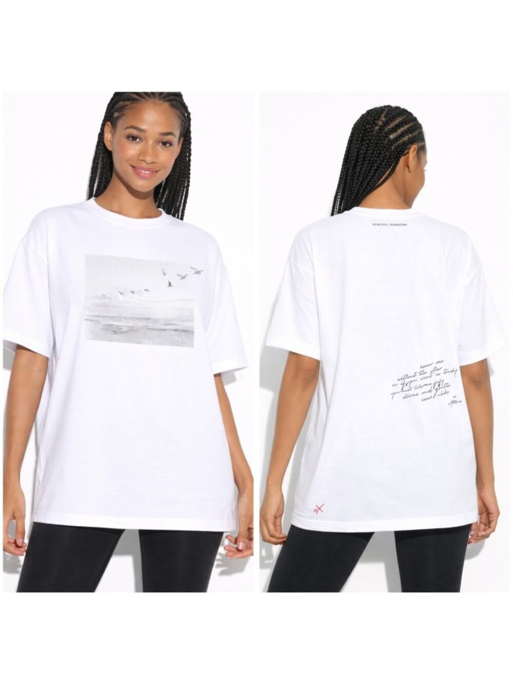 New Spiritual Gangster - S SG x Atticus Gentle Sea Boyfriend Tee white